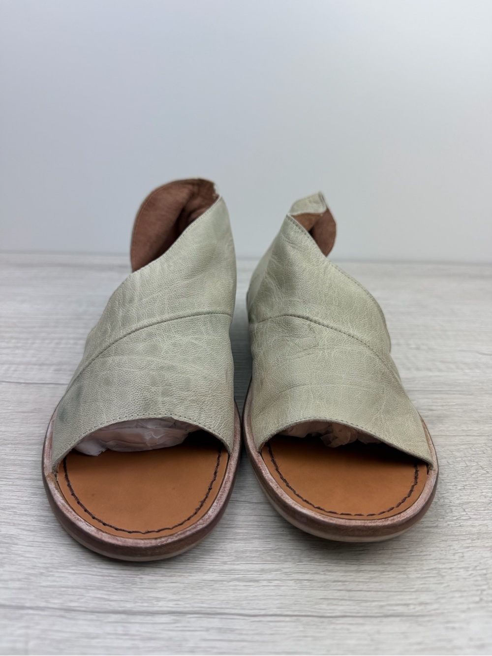 Free People Mont Blanc Leather Sandals Grey Taupe Size 37.5 - Picture 4 of 13